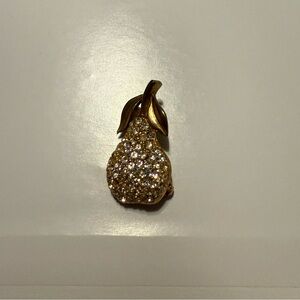 Gold-Tone Crystal Pear Brooch - Sparkling Fruit Pin